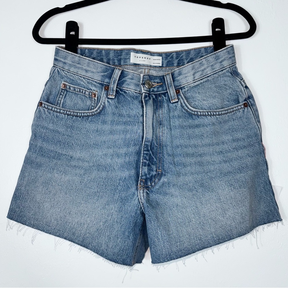 Topshop; Raw Hem A-Line Denim Shorts